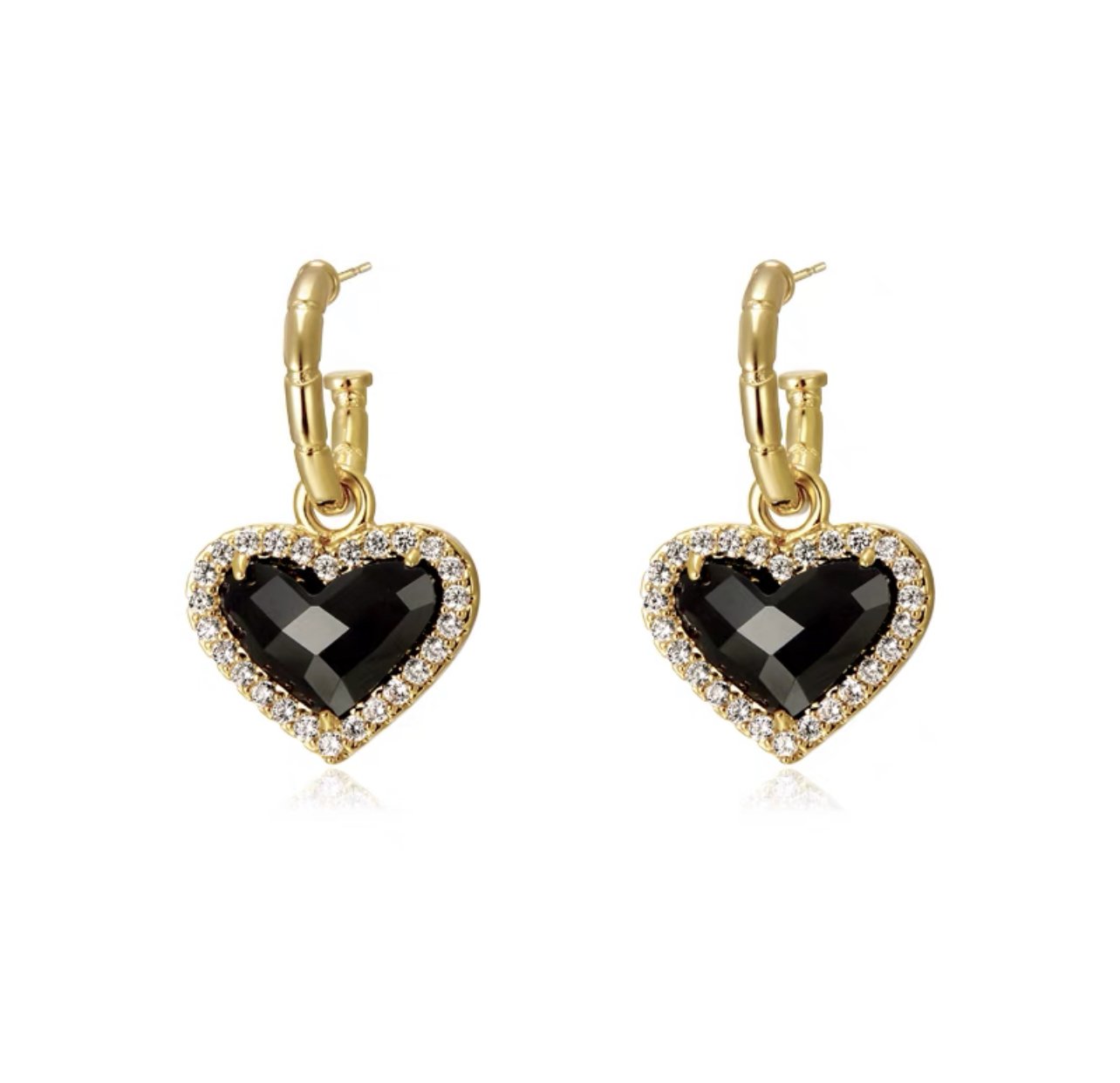 BLACK HEART EARRINGS