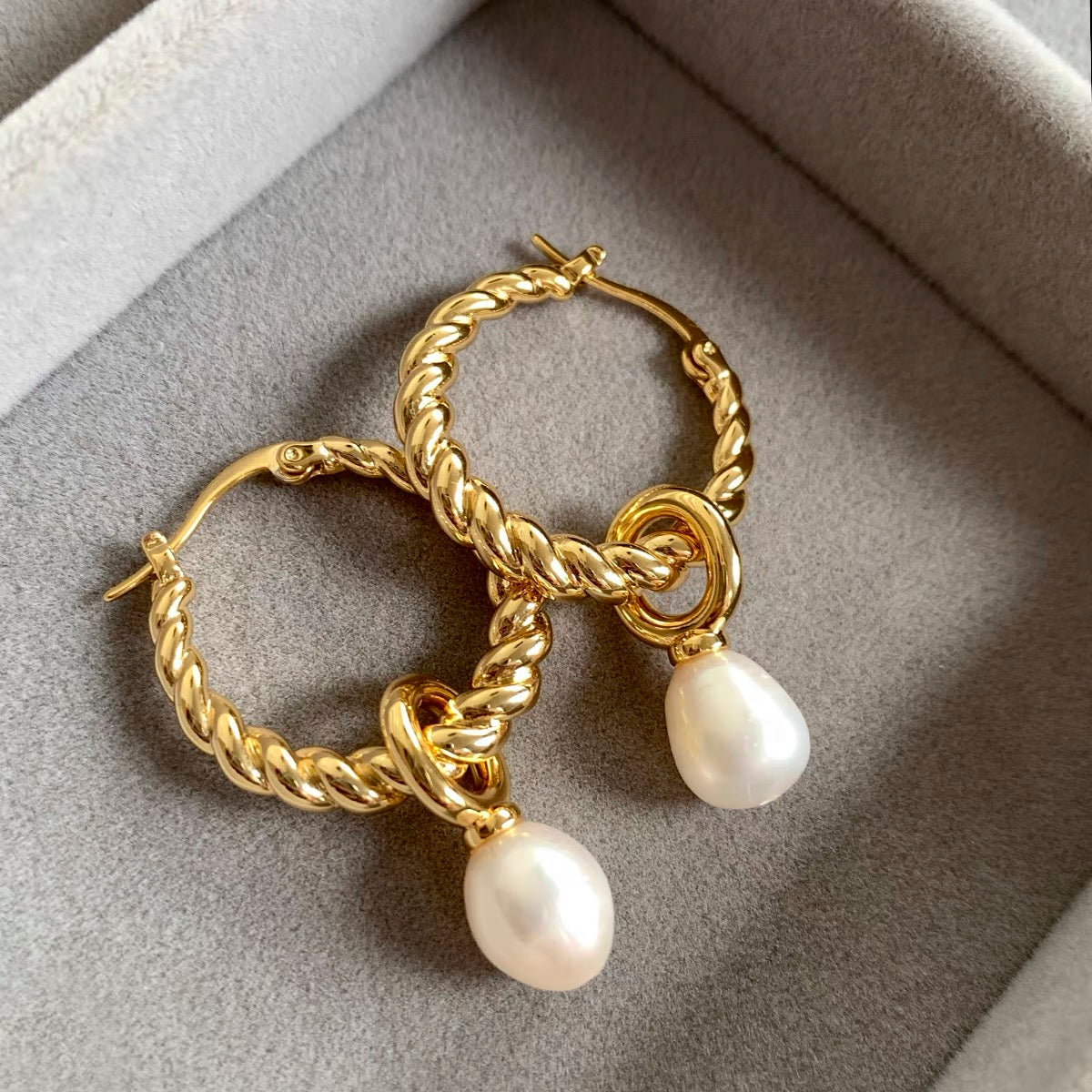 EMBROIDERED PEARL HOOPS