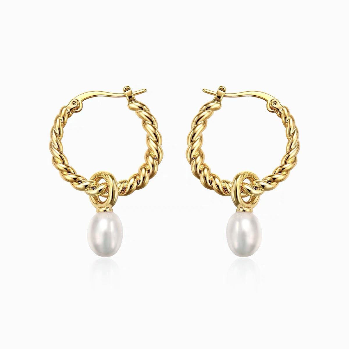 EMBROIDERED PEARL HOOPS